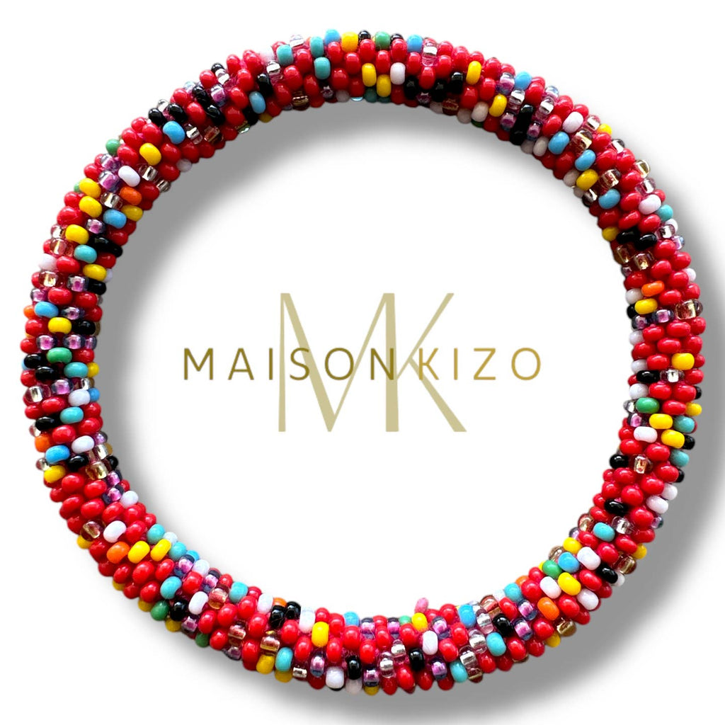 Bracelet multicolore en perles de verre népalaises