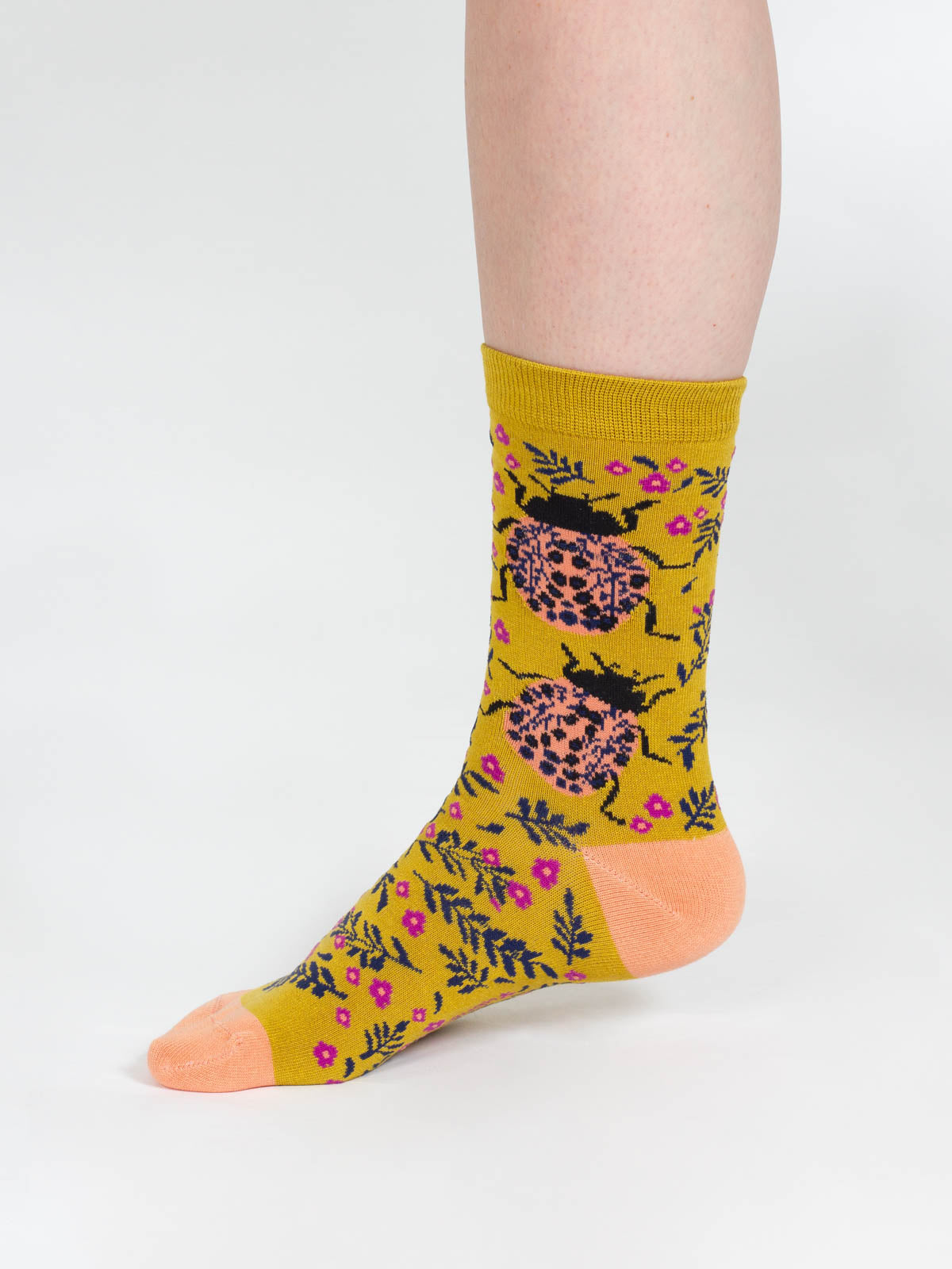 Chaussettes jaunes coccinelles en bambou