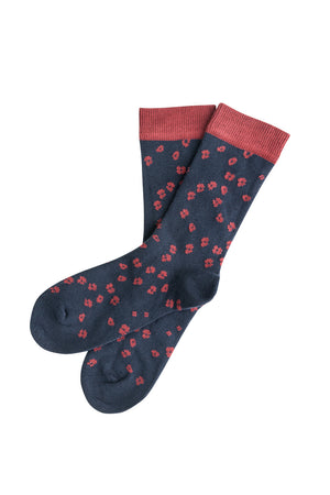 Chaussettes fleurs rouges en coton bio