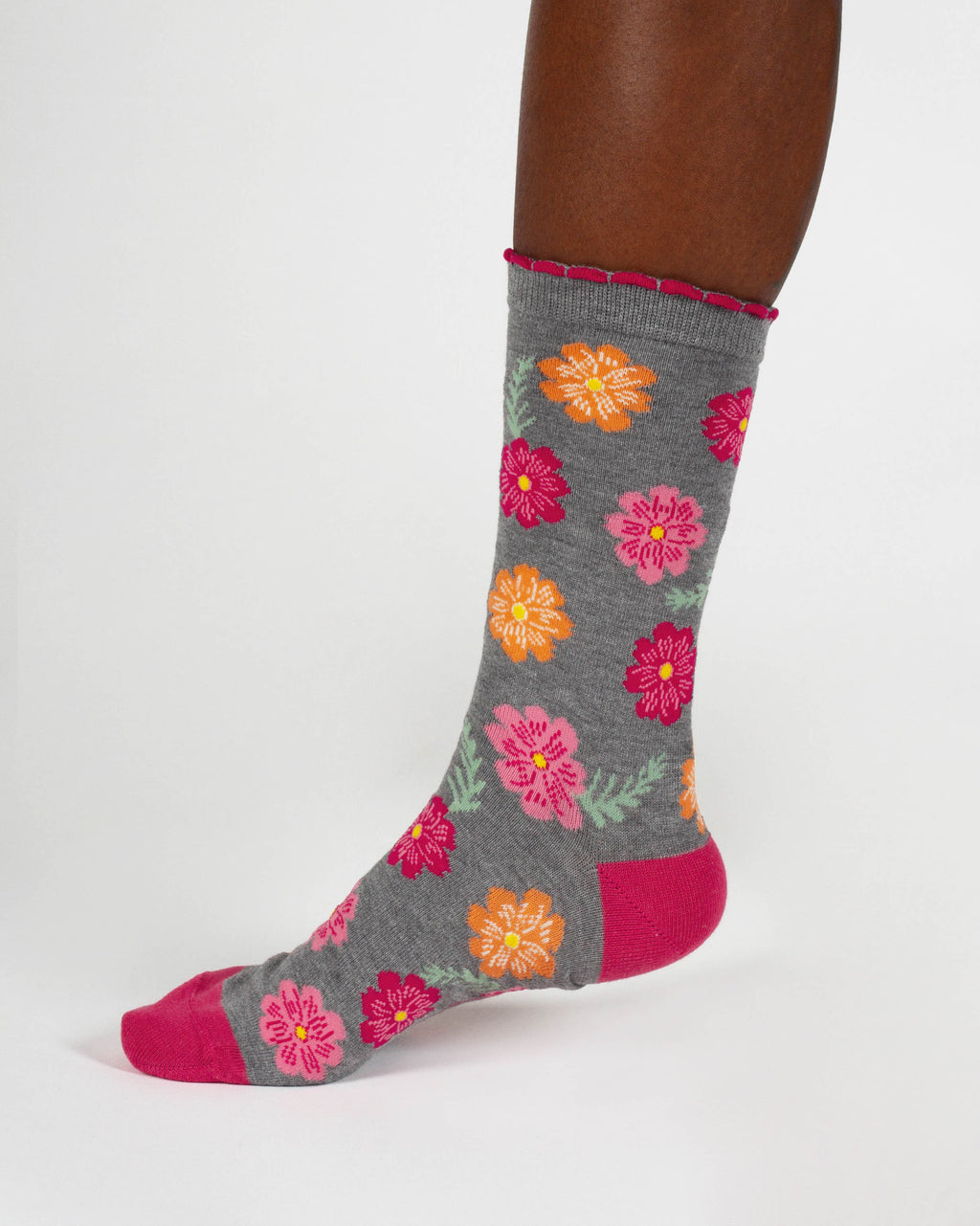 Chaussettes fleurs rouges en bambou