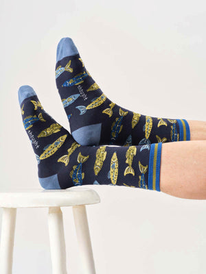 Chaussettes poissons en coton bio homme