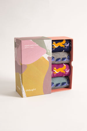 Coffret chaussettes en bambou renards et hérissons