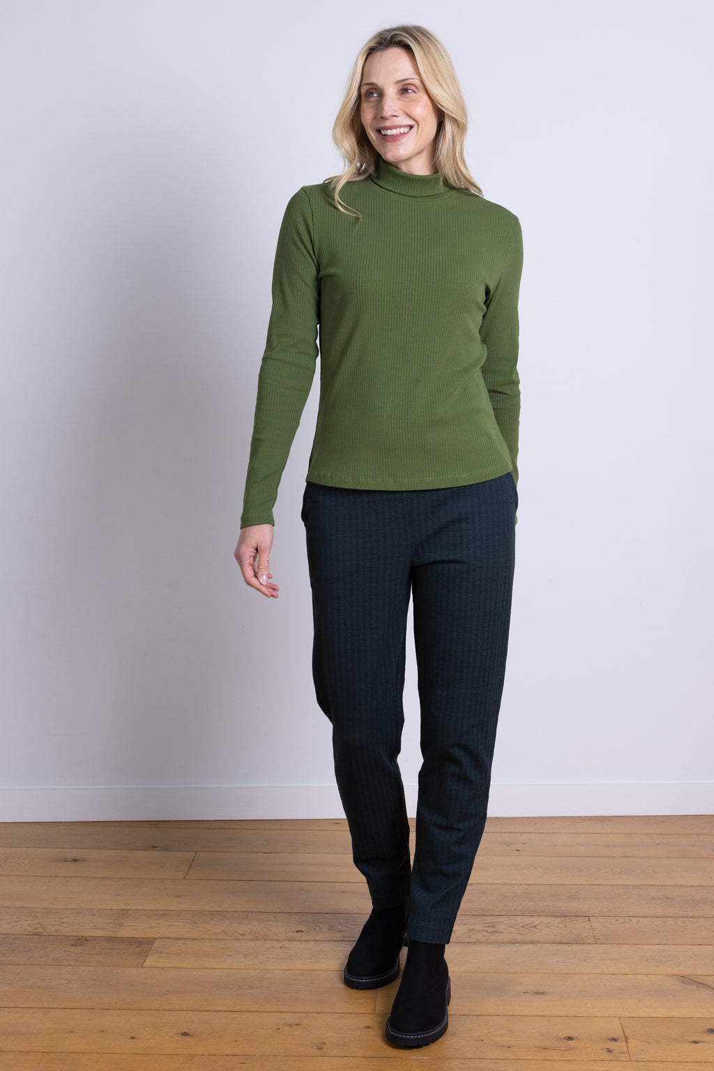 Pantalon bleu chevrons en coton bio