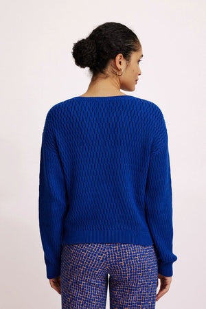 Pull bleu en maille de coton bio