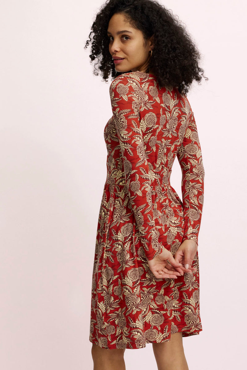 Robe rouge motif floral en Ecovero