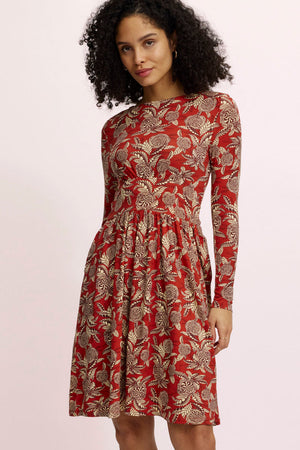 Robe rouge motif floral en Ecovero