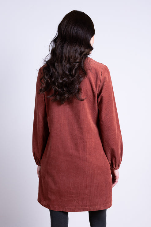 Robe tunique velours rose brun