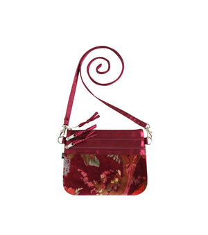 Petit sac bandoulière en velours botanical