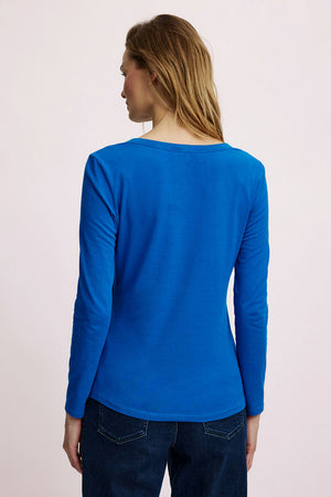 Tee-shirt bleu manches longues en coton bio