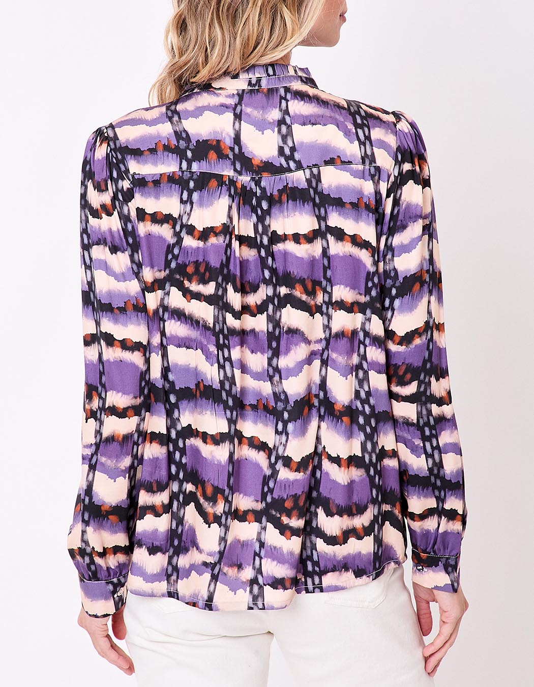 Blouse Bill imprimé vagues violettes en Ecovero