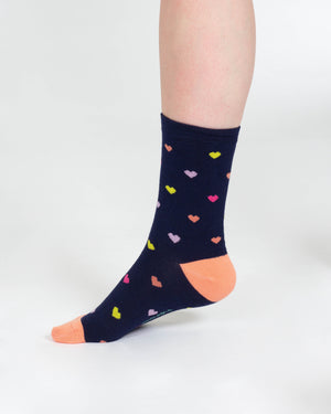 Chaussettes coeurs multicolores en bambou