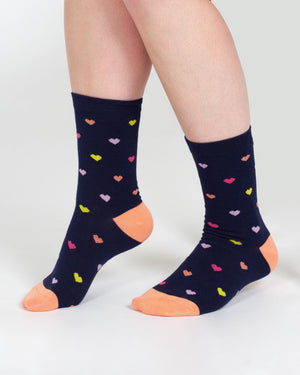 Chaussettes coeurs multicolores en bambou