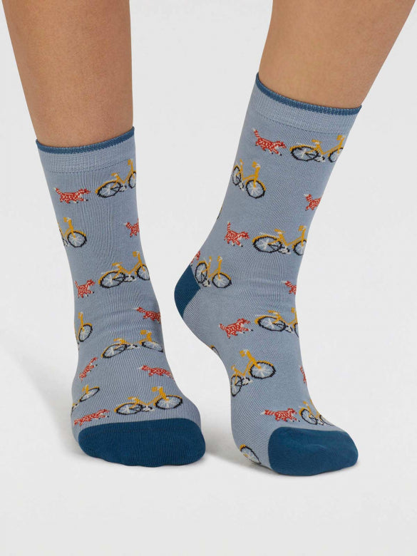 Chaussettes chats tigrés et vélos en coton bio