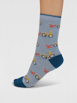 Chaussettes chats tigrés et vélos en coton bio