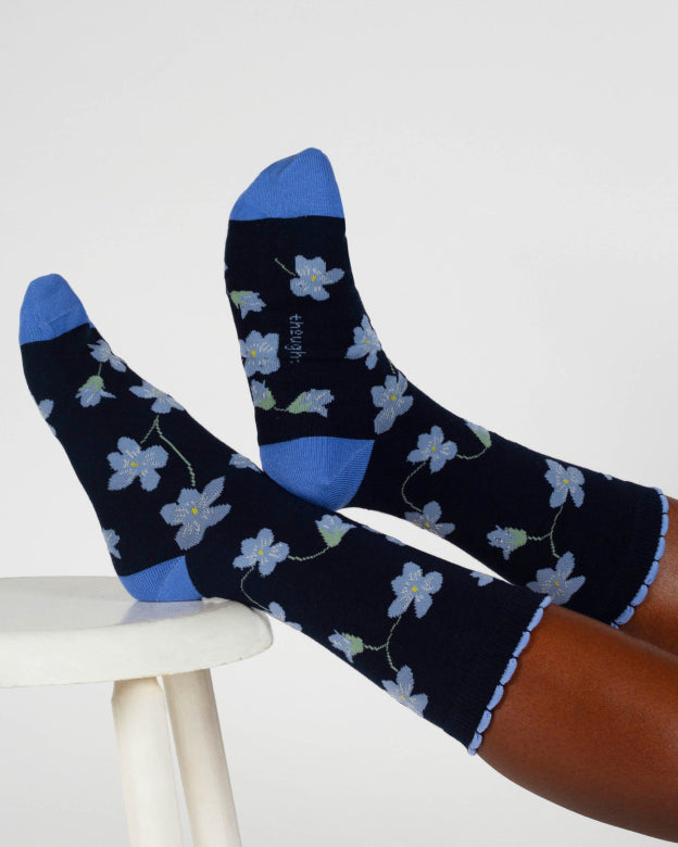 Chaussettes violettes (fleurs) en bambou