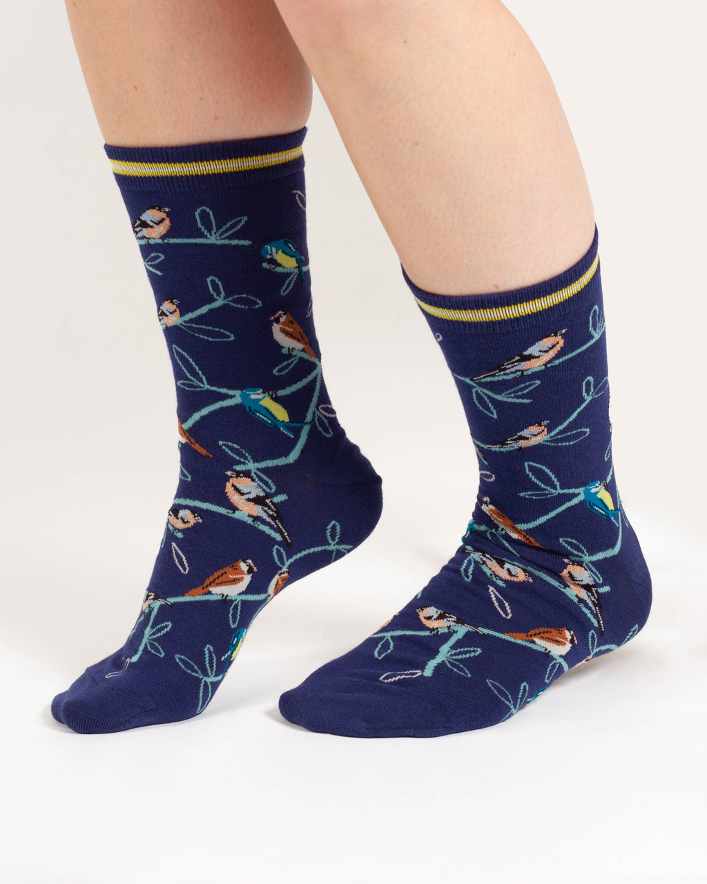 Chaussettes oiseaux sur la branche en coton bio