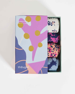 Coffret chaussettes motif floral en bambou