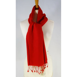 Echarpe rouge en laine pashmina et soie