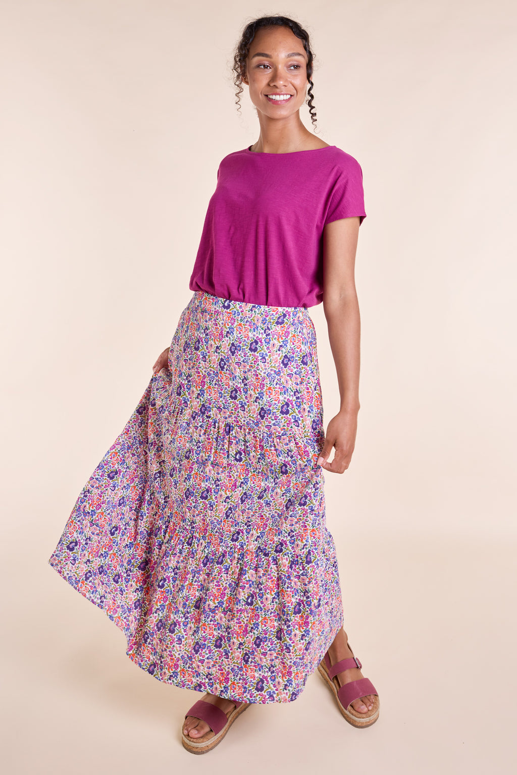 Jupe longue Pansy motif floral