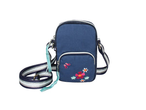 Sac bandoulière téléphone broderie fleurs