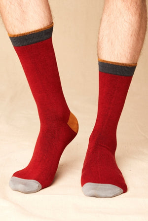 Chaussettes rouges pour homme en coton bio
