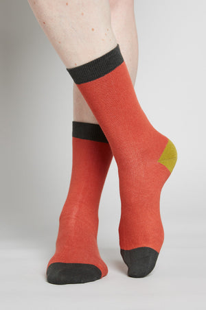 chaussettes-femme-rouge-orange-tuscany-coton-bio-certifié-gots-nomads